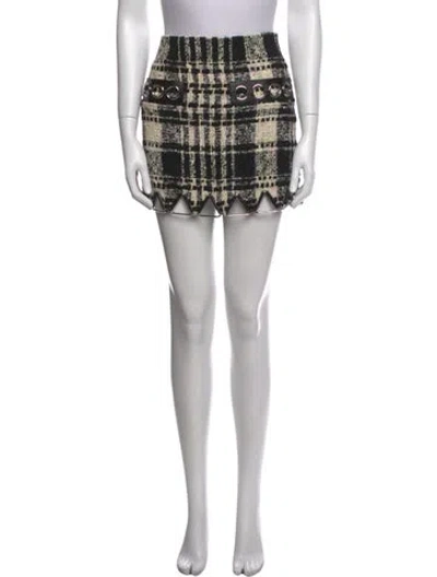 Pre-owned Alexander Wang Plaid Print Mini Skirt W/ Tags In Black