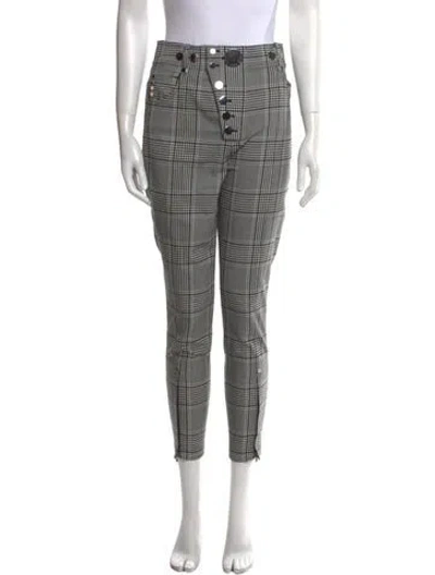 Pre-owned Alexander Wang Plaid Print Skinny Leg Pants In Black