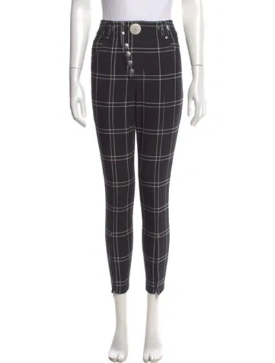 Pre-owned Alexander Wang Plaid Print Skinny Leg Pants In Black