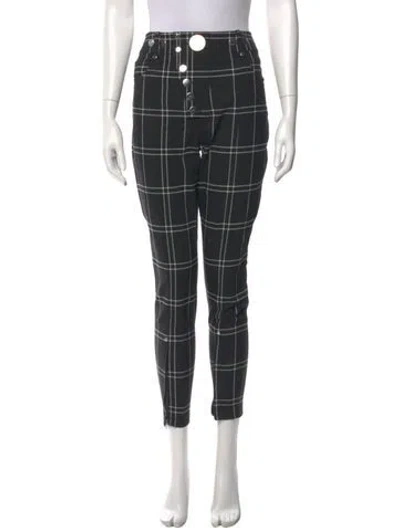Pre-owned Alexander Wang Plaid Print Skinny Leg Pants In Black