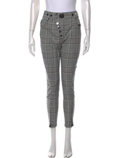 Pre-owned Alexander Wang Plaid Print Skinny Leg Pants In Black