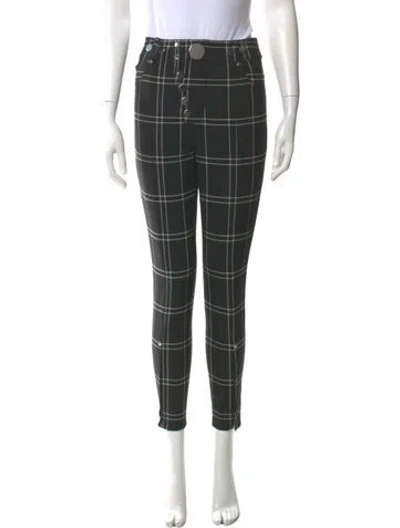 Pre-owned Alexander Wang Plaid Print Skinny Leg Pants W/ Tags In Black
