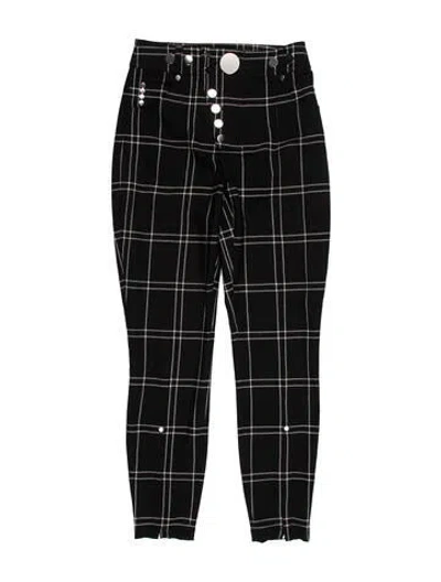 Pre-owned Alexander Wang Plaid Print Straight Leg Pants In Black