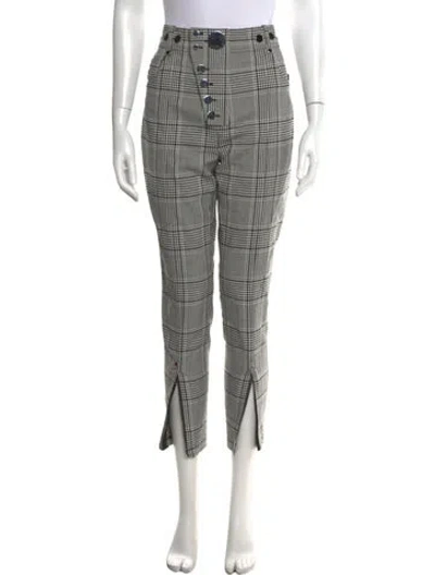Pre-owned Alexander Wang Plaid Print Straight Leg Pants In Gray