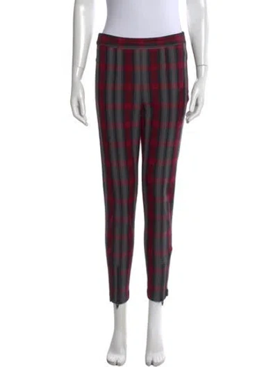 Pre-owned Alexander Wang Plaid Print Straight Leg Pants In Red
