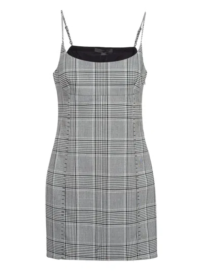 Pre-owned Alexander Wang Plaid Scoop-neck Dress In Gray