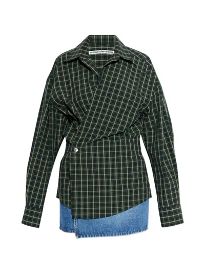 Alexander Wang Alexanderwang Pre Styled Mini Wrap Dress In Green