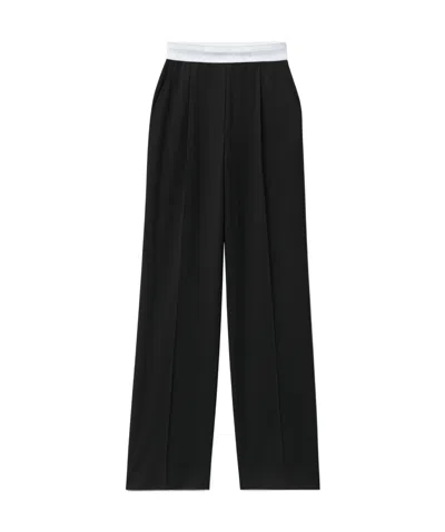 Alexander Wang High Waisted Pleated Pant With Logo Elastic By Alexande In Black