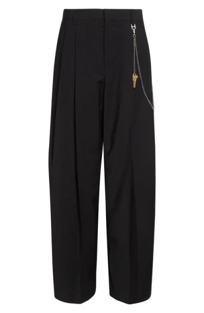 Alexander Wang Pleated Balloon Leg Pants With Detachable Chain Detail In Black