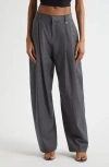 Alexander Wang Pleated Balloon Leg Pants With Detachable Chain Detail In Gray