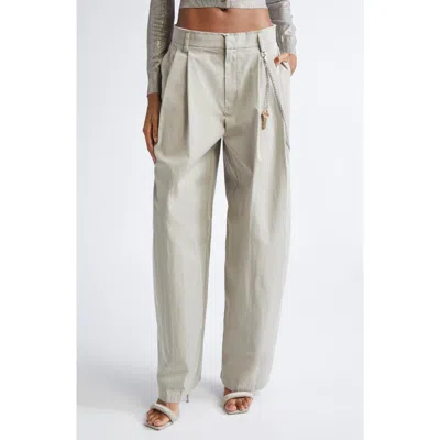 Alexander Wang Pleated Balloon Leg Trousers With Detachable Chain Detail In White