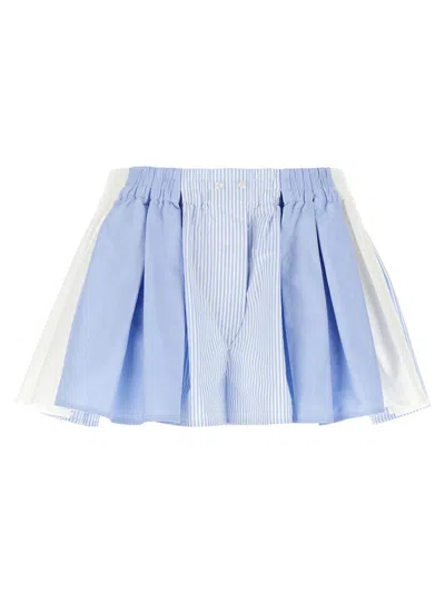 Alexander Wang Blue Pleated Boxer Shorts In Multi