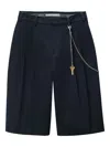 Alexander Wang Pleated Chain-detail Shorts In Blue