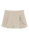 Alexander Wang Pleated Chain-embellished Shorts In Neutral