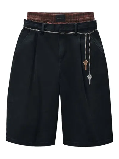 ALEXANDER WANG PLEATED CHAIN-EMBELLISHED SHORTS