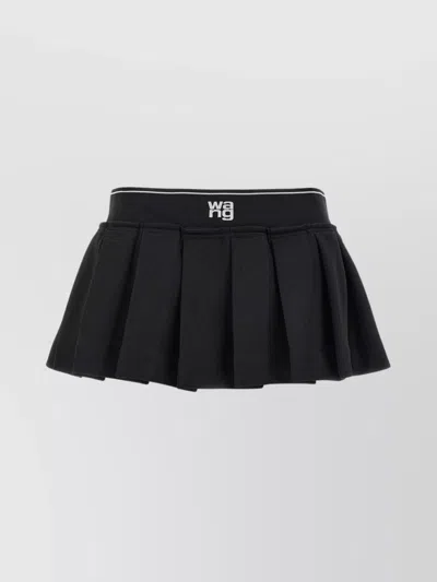 Alexander Wang Logo-waistband Pleated Mini Skirt In Nero