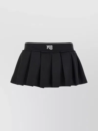 Alexander Wang Logo-waistband Pleated Mini Skirt In Black