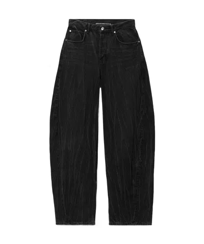 Alexander Wang Pleated Flared Jeans In Black