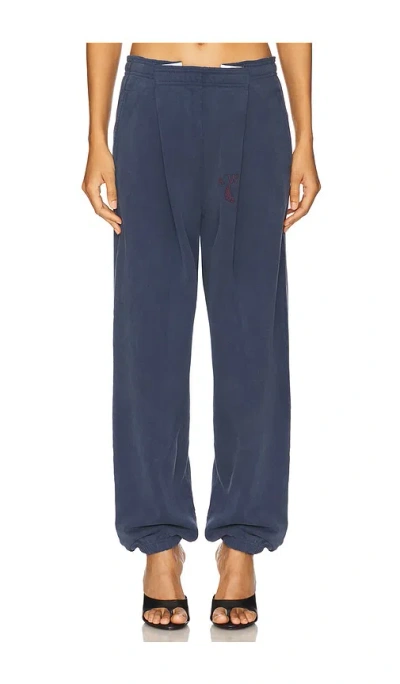 Alexander Wang Pleated Graphic Sweatpant In 复古海军蓝