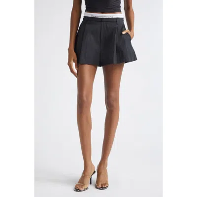 Alexander Wang Pleated High Waist Shorts In Black