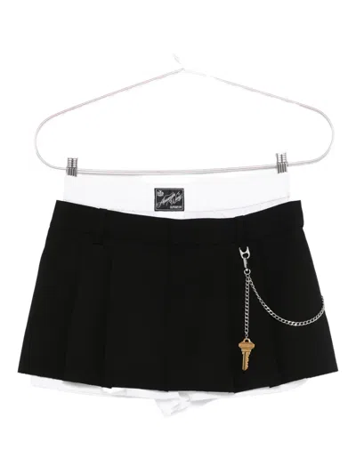 Alexander Wang Pleated Key-detail Shorts In Black