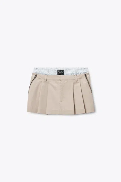 Alexander Wang Pleated Mini Skort With Boxer Waistband And Zip Details In Multi