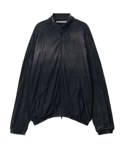 Alexander Wang Pleated Motorcycle Jacket In Black