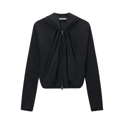 Pre-owned Alexander Wang Pleated Neckline Hoodie 'black' | Women's Size Xs