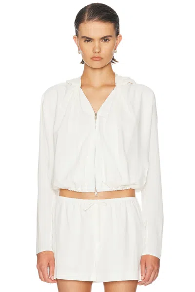 Alexander Wang Pleated Neckline Hoodie Sweatshirt In White