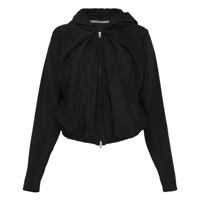 Alexander Wang Pleated Neckline Zip Hoodie In Multi