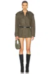 Alexander Wang Pleated Romper In Army Green