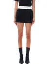 Alexander Wang Pleated Shorts With Branded Band In Black