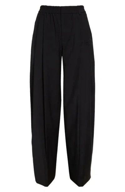 Alexander Wang Pleated Tropical Wool Blend Balloon Leg Pants In Black