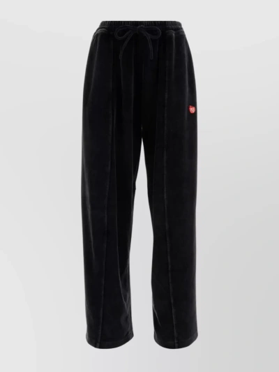Alexander Wang Pleated Velvet Joggers With Zip Pockets In Black