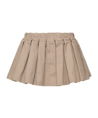 Alexander Wang Pleated Cotton-blend Gabardine Mini Skirt In Neutral