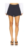 Alexander Wang High Waisted Pleated Workwear Short In Navy