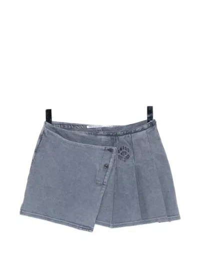 Alexander Wang Pleated Wrap Mini Skirt In Blue