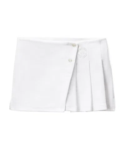 Alexander Wang Pleated Wrap Mini Skirt In White