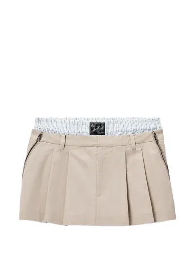Alexander Wang Pleated Zip-detail Skort In Neutral