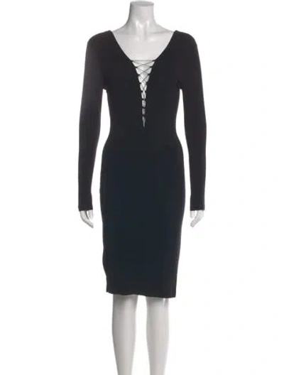 Pre-owned Alexander Wang Plunge Neckline Knee-length Dress In Black