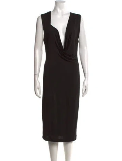 Pre-owned Alexander Wang Plunge Neckline Knee-length Dress In Black