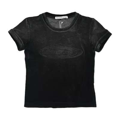 Alexander Wang Plush Velour Baby T-shirts Washed Nickel In Black