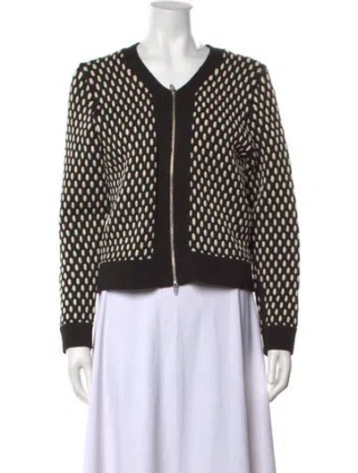 Pre-owned Alexander Wang Polka Dot Print V-neck Sweater In Black