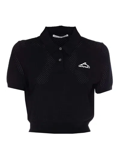 ALEXANDER WANG BLACK SHORT SLEEVES POLO