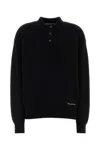 Alexander Wang Black Stretch Wool Blend Polo Shirt In Black