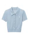 Alexander Wang Logo-embroidered Polo Cardigan In Blue