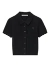Alexander Wang Logo Embroidered Polo Cardigan In Wool