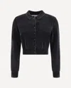 Alexander Wang Cotton-blend Chenille Cropped Polo Cardigan In Black