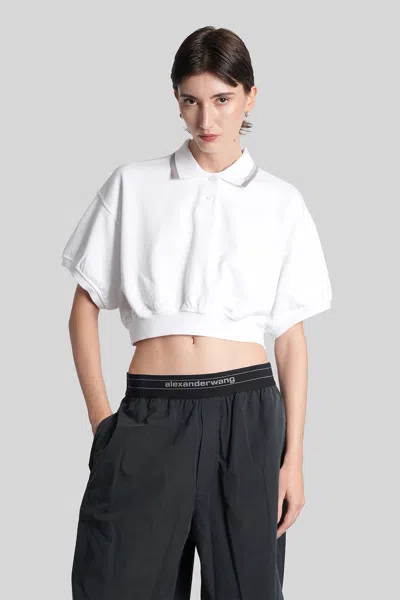 Alexander Wang Alexanderwang. T Relaxed Cropped Cinched Polo Top In White