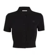 Alexander Wang Logo Embroidered Polo Cardigan In Wool In Black